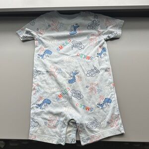 Garanimals Light Blue Dino & Palm Print Short Sleeve Romper